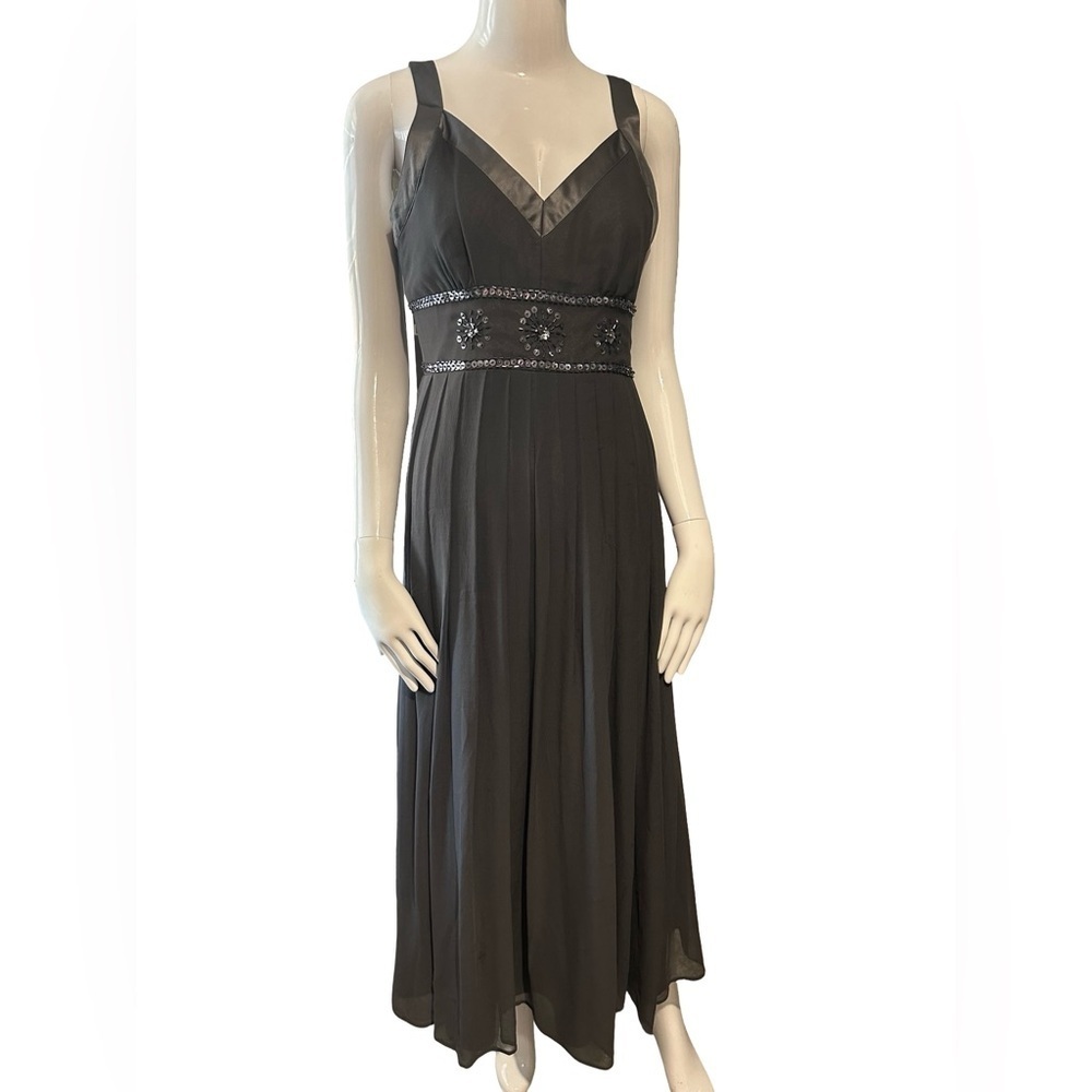 Coldwater Creek Grey Maxi Dress with Embellished Waist